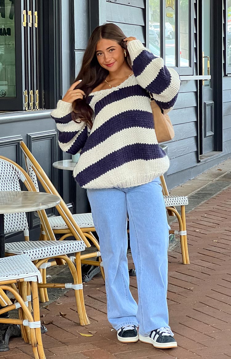 Navy Delvey Chunky Striped Sweater