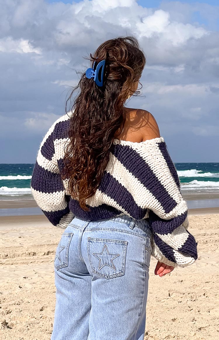 Navy Delvey Chunky Striped Sweater